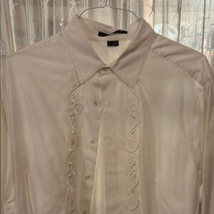 Theory Cream Dress Shirt Classic Long-Sleeve